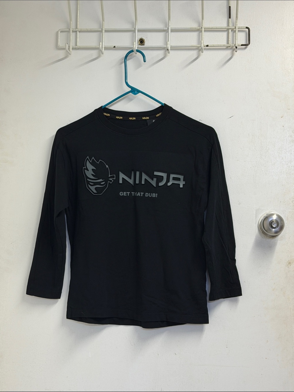 Ninja Black Long Sleeve Tee with Gray Logo and Slogan